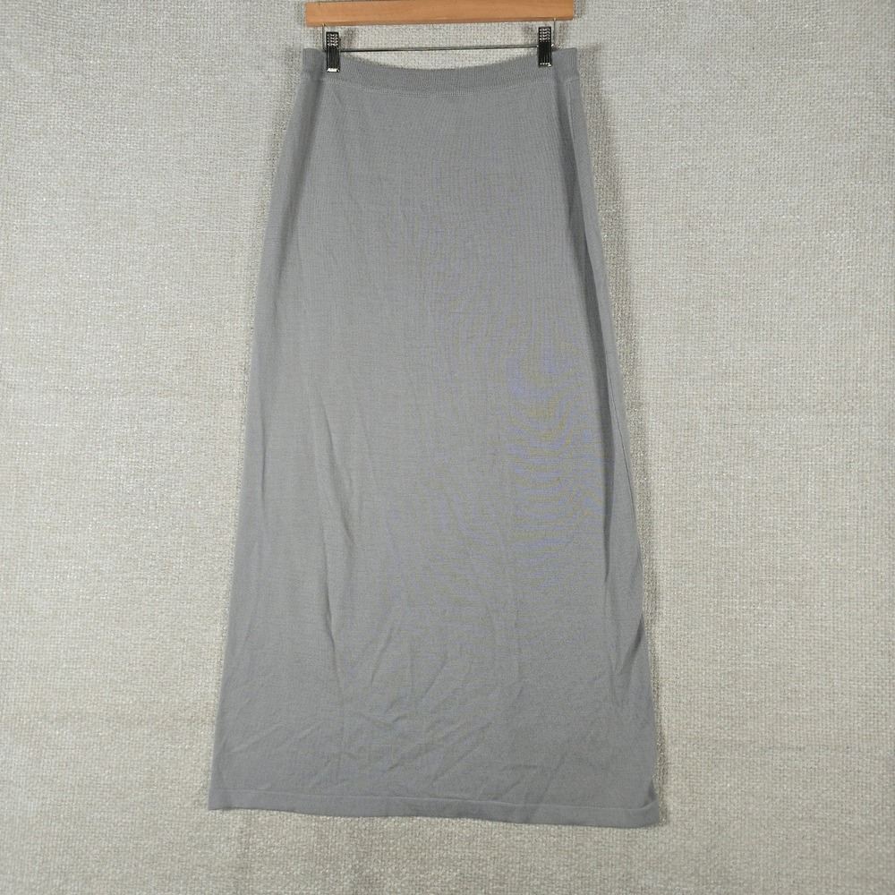 Tweeds Womens Gray 100% Merino Wool Knit Maxi Skirt Size Large Solid Minimalist